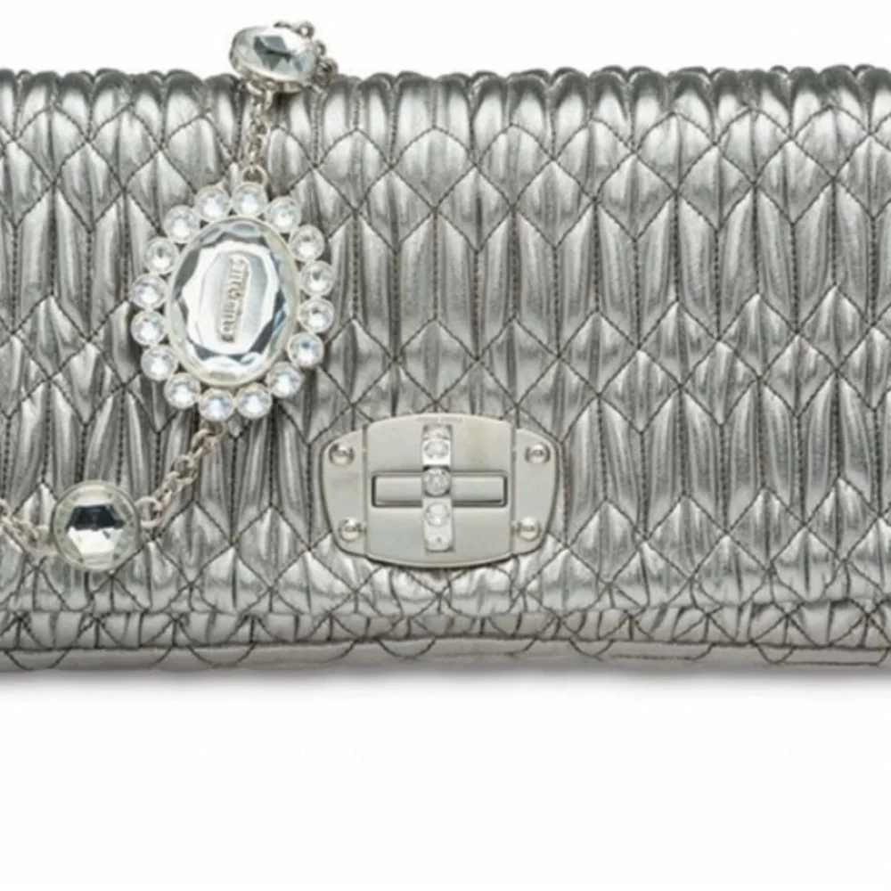 Miu Miu Silver Quilted matelasse crystal shoulder bag - Picture 3 of 7